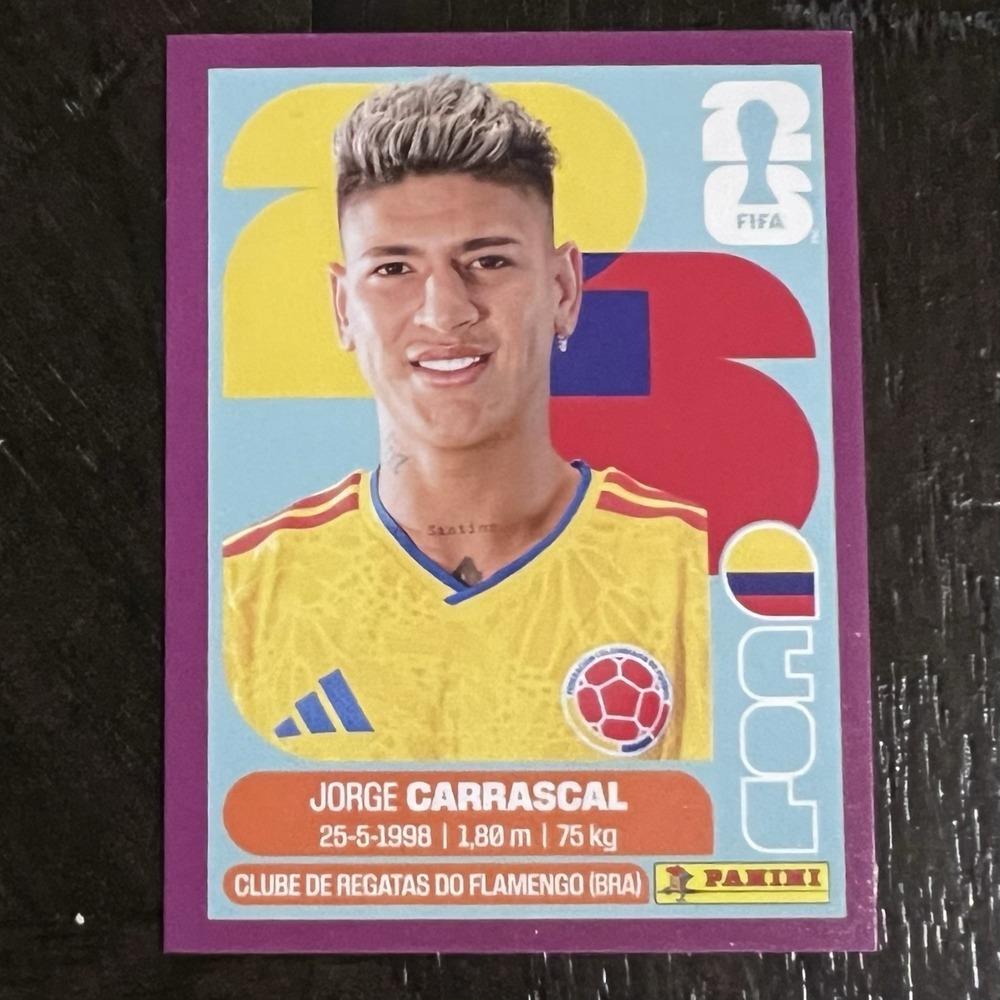 2026 Panini World Cup Sticker Jorge Carrascal Purple Parallel Colombia # 16